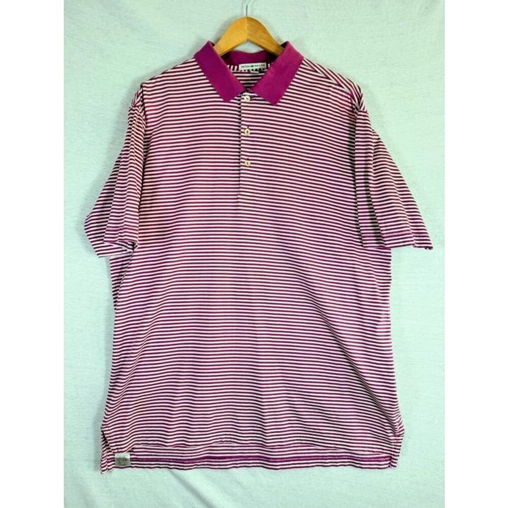 Peter Millar Golf Polo Shirt Striped Performance  Size L